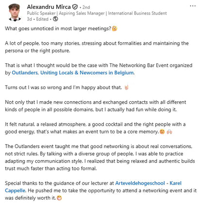 Entrepreneurs Networking (28 May at 7PM) @Fidèle Antwerp Outlanders, BE1024405518